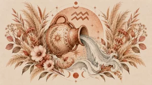 Знак Водолея — миниатюра с кувшином, из которого льётся вода, строка таблицы в финансовом гороскопе на ноябрь 2026 года